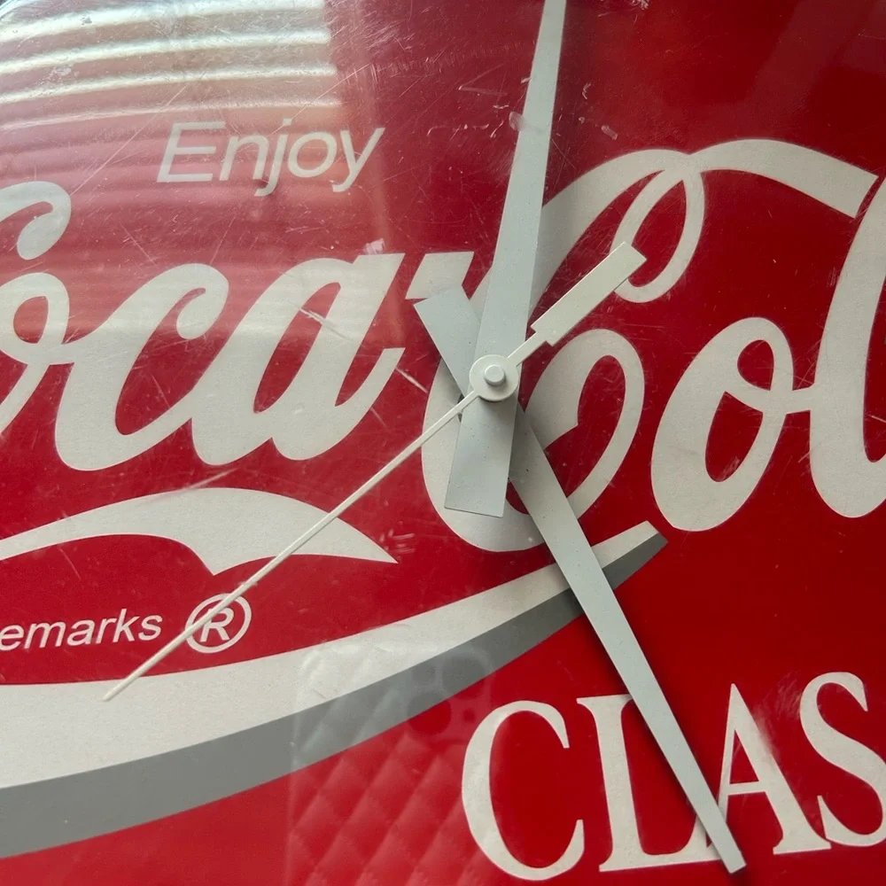 Vintage Coca Cola Clock Red round Coke clock Works 14